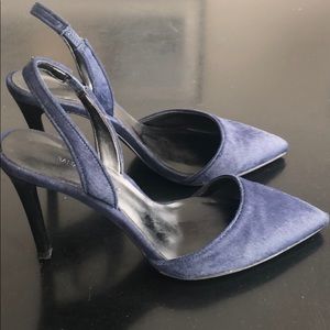 Banana Republic Navy Faux Fur Sling Backs
